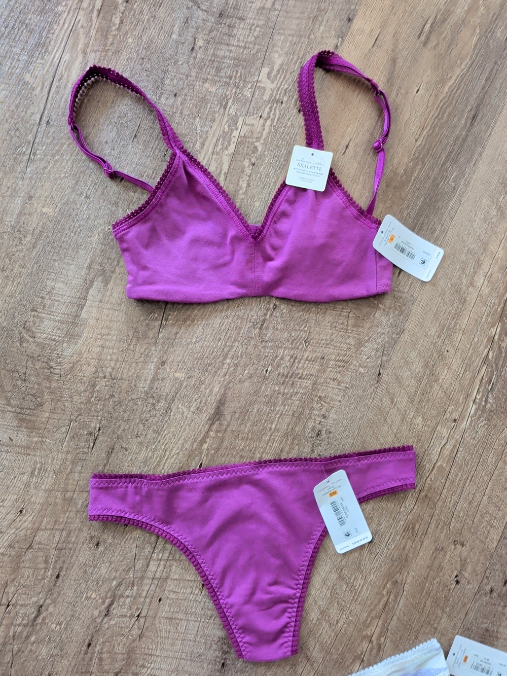 On Gossamer Purple & Light Pink Thong Panty Set - Picture 4 of 5